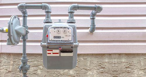 Image is of a natural gas line meter concept of Deerfield Beach residential plumbing